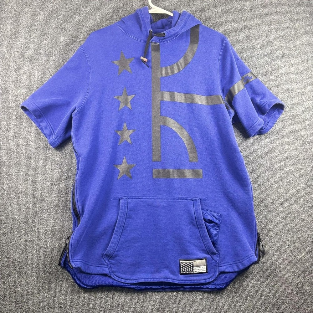 Nike Air Short Sleeve‎ Hoodie Mens Large Blue 728255-455 Side Zip Sweatshirt